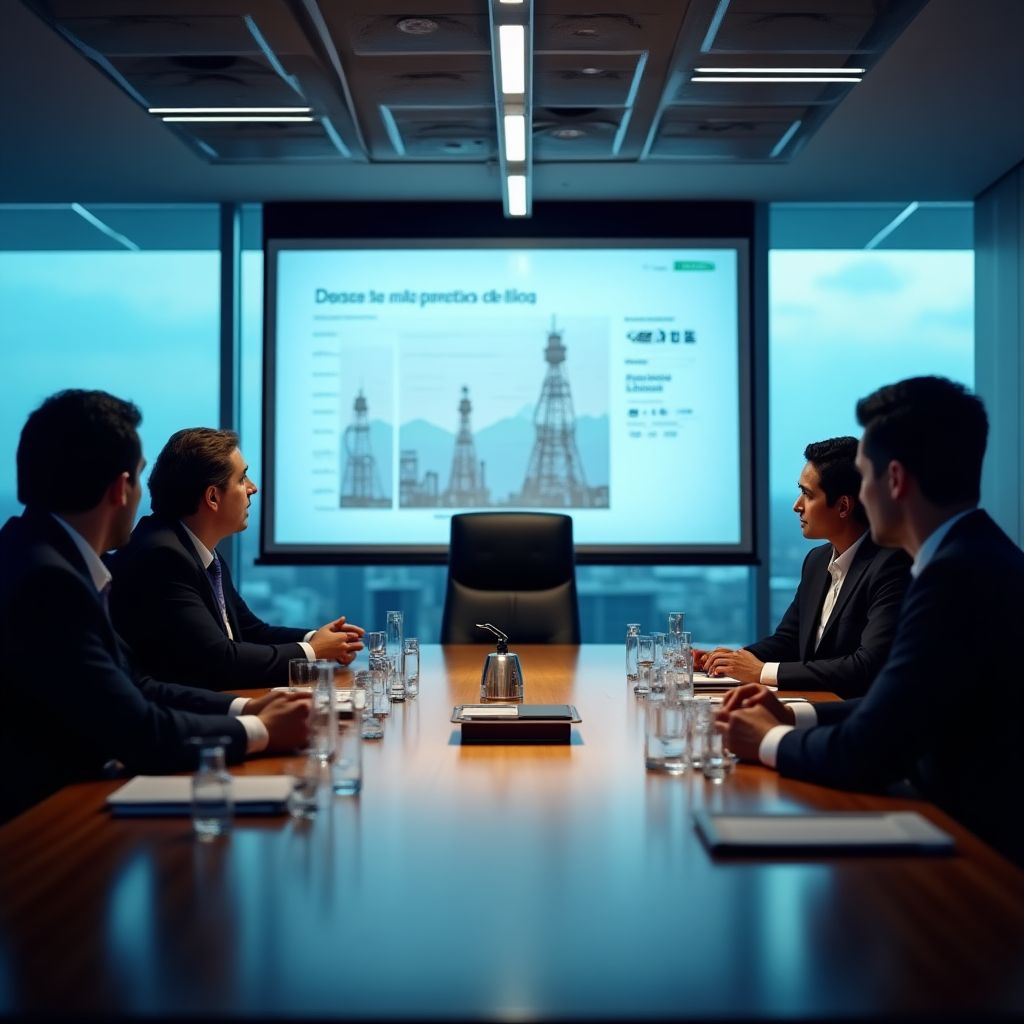 Reunión de inversores en oficinas corporativas