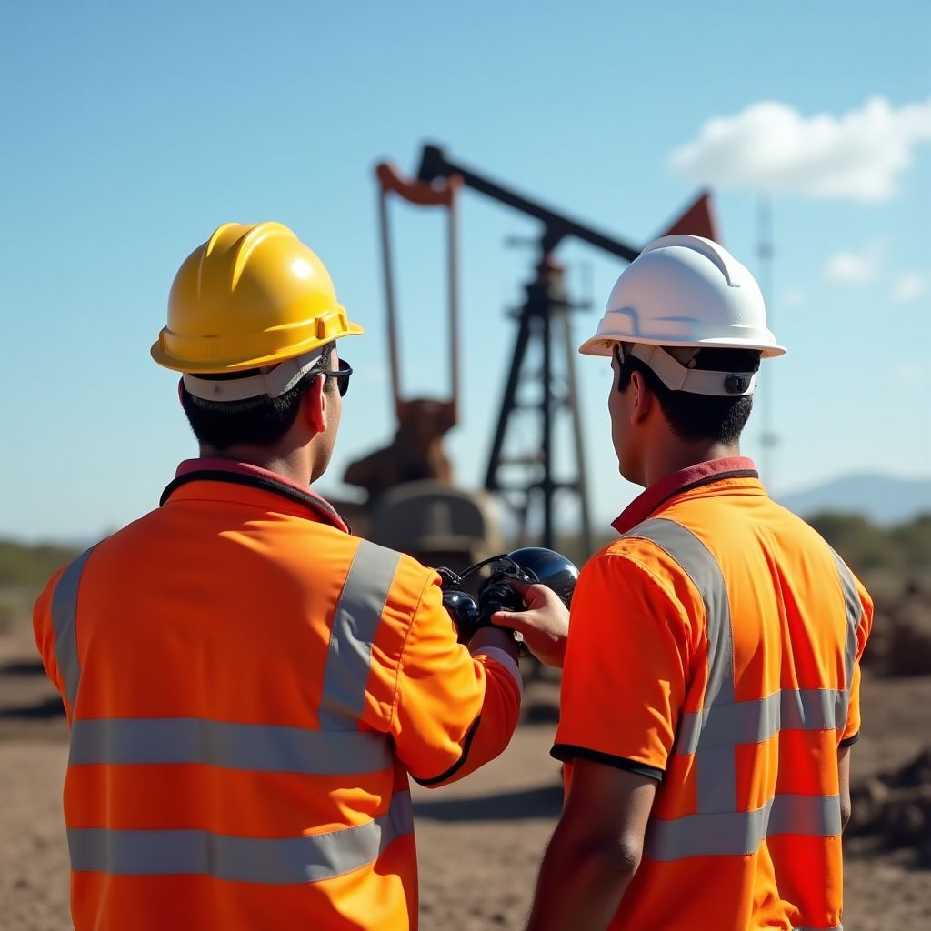 Equipo técnico en campo petrolero